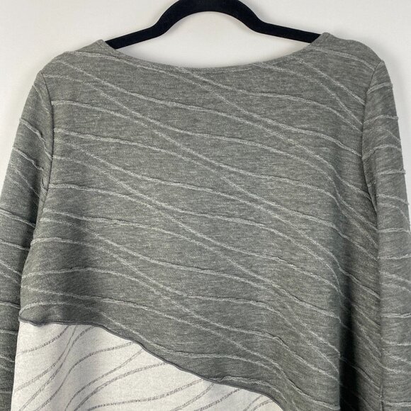 IC Connie K Artsy Tunic Top Womens Large Gray Asymmetrical Zip Sleeves - Picture 8 of 10